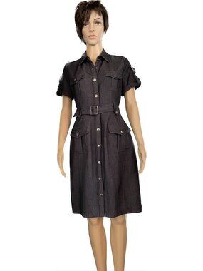 Calvin Klein Black Stretch Denim Shirt Dress – Size 5/6